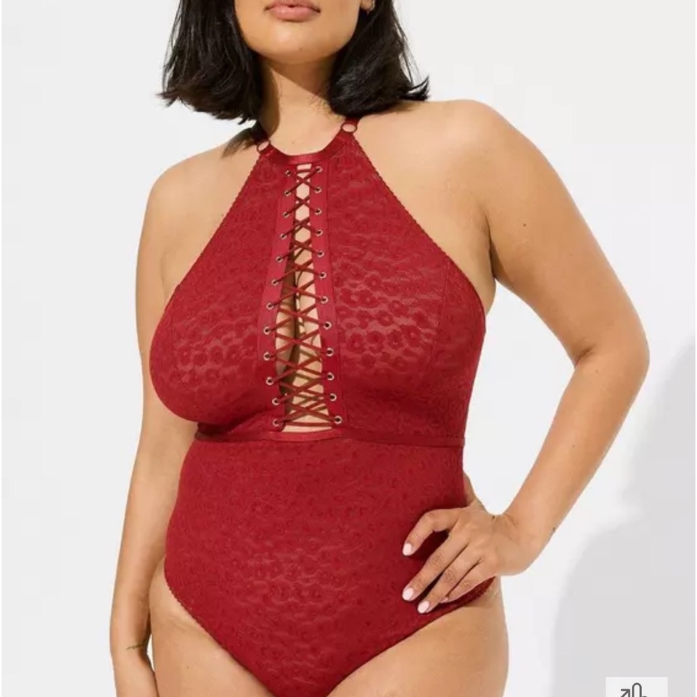 Torrid Animal Lace-Up Halter bodysuit